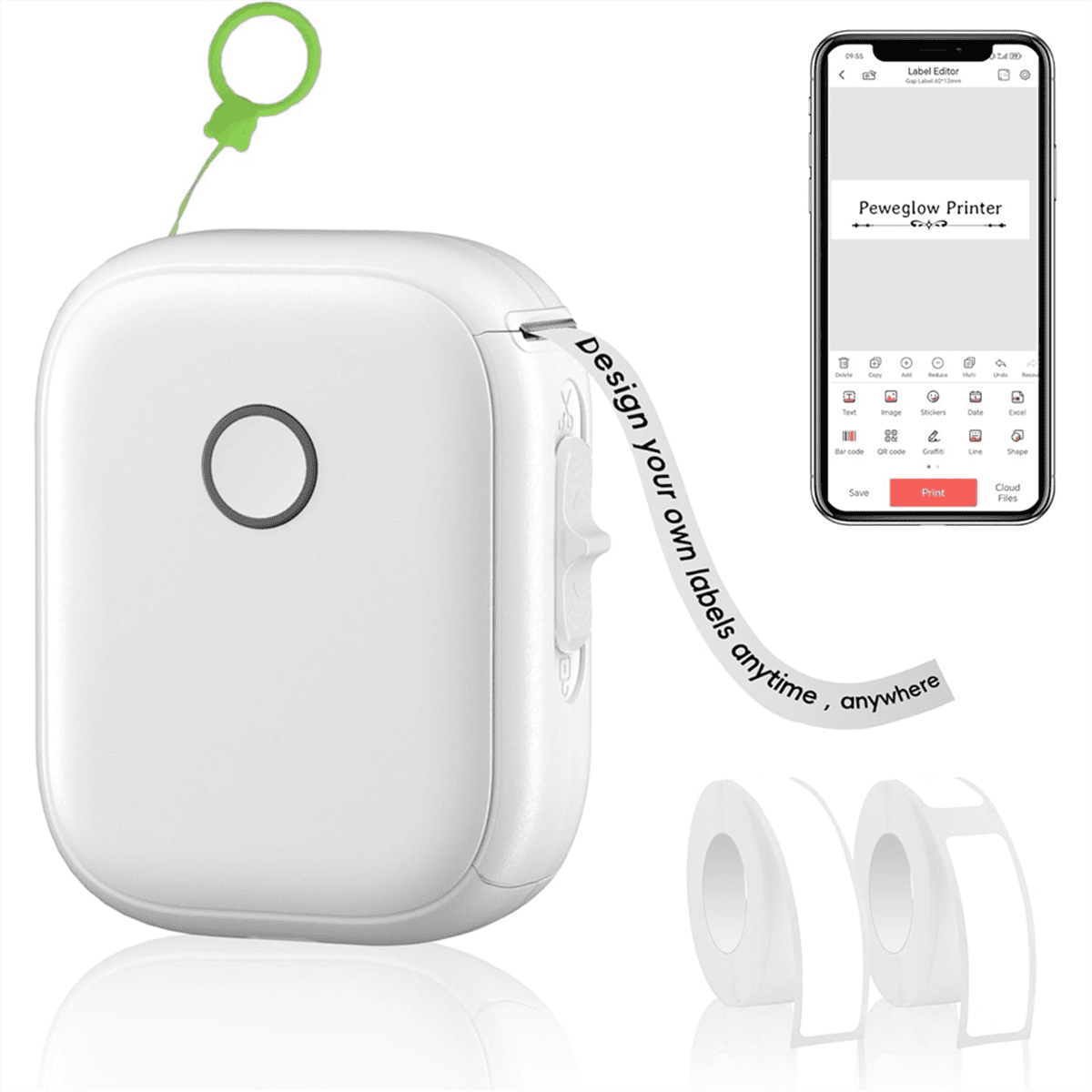 P12 Label Maker Mini Bluetooth Label Printer Portable Thermal Sticker Machine for Storage Barcode  Home
