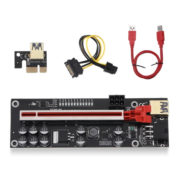 Matsuzay Convertidor de tarjeta adaptadora PCI-E, indicador LED, extensor de tarjeta gráfica PCI-Express de 6 pines con Cable USB 3,0, velocidad de Electrónica miscelánea