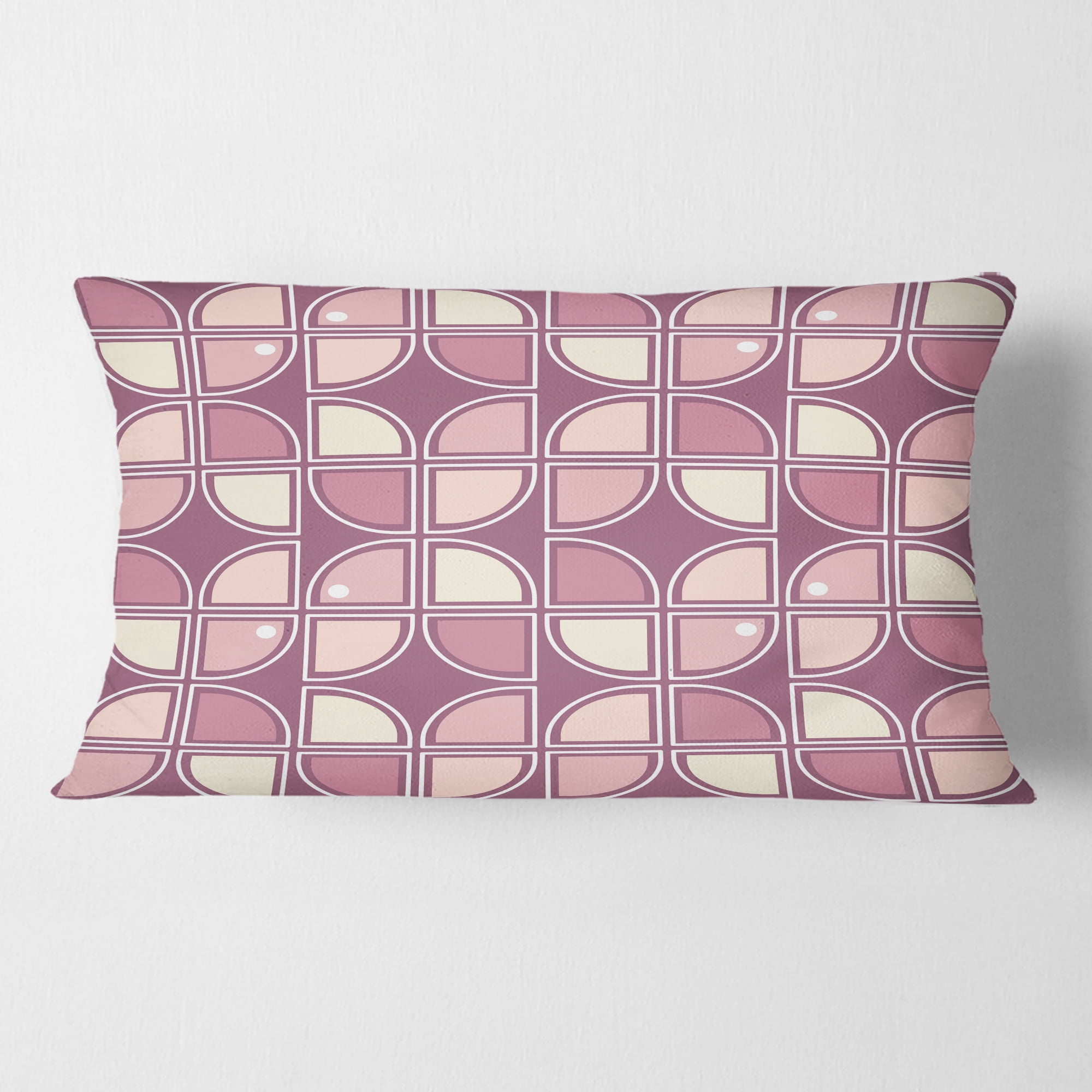 Designart Retro Purple Pink Desing' Mid-Century Modern Throw Pillow - 12x20