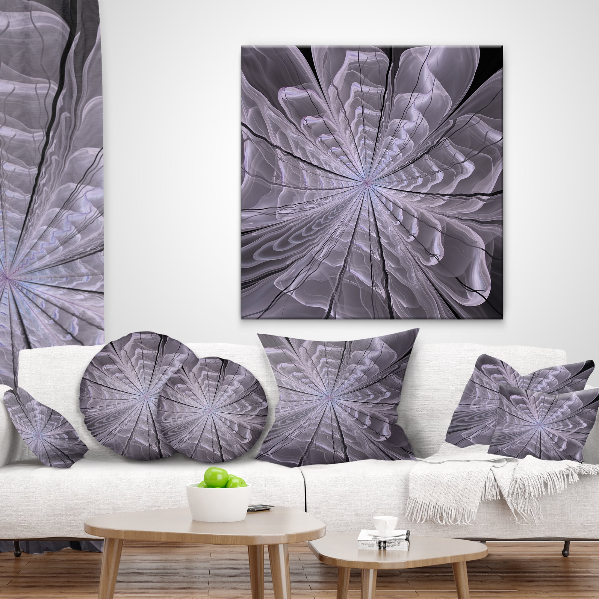 Designart 16" x 16" Contemporary, Modern Black Polyester Throw Pillow