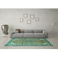 thumbnail image 3 of Ahgly Company Indoor Square Medallion Turquoise Blue Traditional Area Rugs, 5' Square, 3 of 4