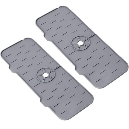 

2PCS Sink Mat Silicone Sink Splash Guard Faucet Absorbent Mat Bathroom Kitchen Faucet Splash Catcher Behind Dish Drying Mat Countertop Protection Accessories