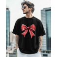 thumbnail image 4 of Men's T-Shirts, Christmas Red Bow Tie Crew Neck Tee Short Sleeve Soft Cotton Undershirt, 4 of 8