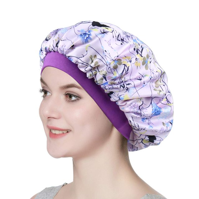 Gorro de quimio de seda para mujer, gorro de satén de banda ancha para belleza del cabello
