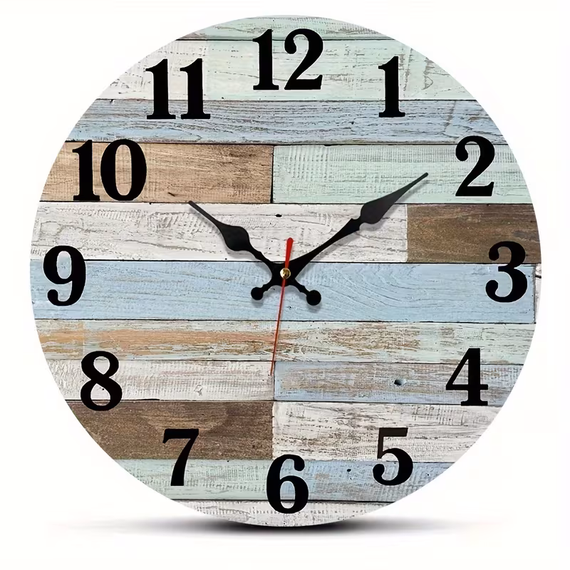 Yoofine Rustic Wood Plank Coastal Round Wall Clock, Silent MDF 10 Inch Yoofine Rustic Wood Plank Coastal Round Wall Clock, Silent MDF 10 Inch 389 d 7508 5 c 22 4 c 9 a