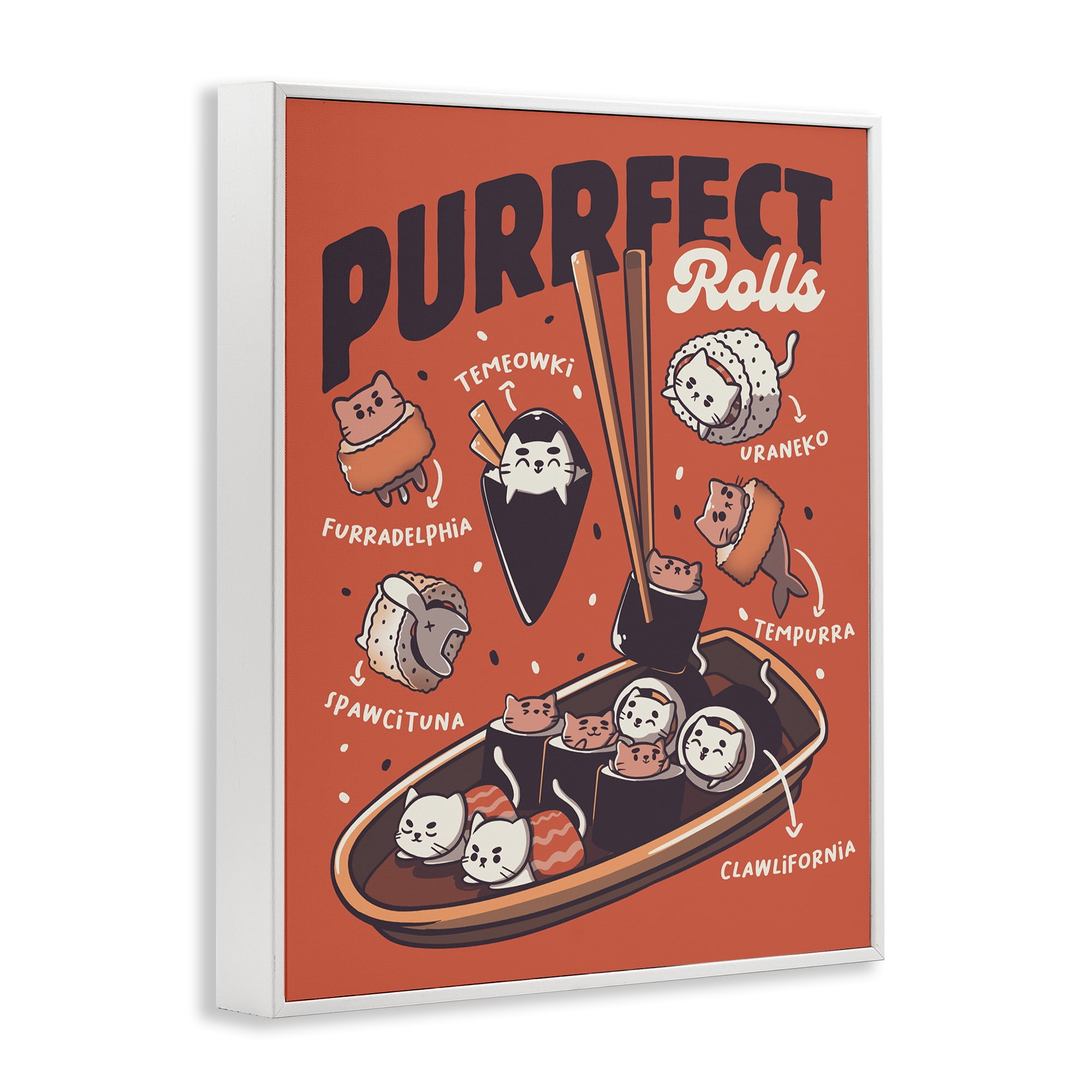 Stupell Industries Purrfect Rolls Sushi Cats White Framed Giclee Art, design by Tobe Fonseca