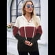 thumbnail image 4 of Sudadera de Lana Extragrande con Capucha y Colores Contrastantes para Mujer, de Punto, con Cuello en V, Informal, con Bolsillos y Rojo L, 4 of 9