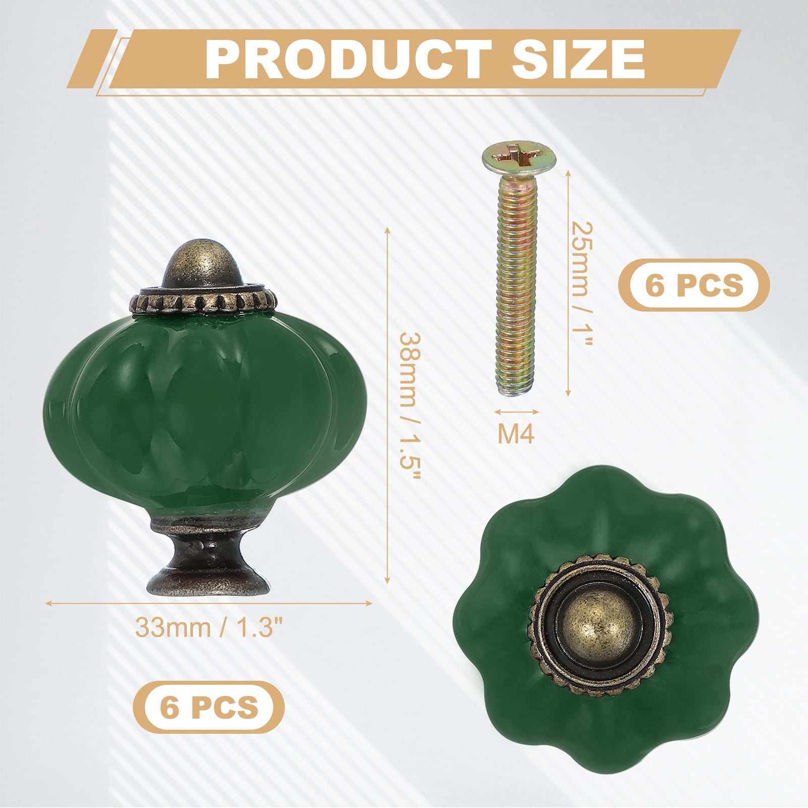 Unique Bargains Stylish Decorative Pumpkin Ceramic Cabinet Drawer Knobs Dark Green