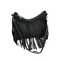 thumbnail image 2 of Retro Fringe Shoulder Bag for Women-Nylon & Spandex Purse,30x28.5x25cm Tassel Handbag in Black/Brown/Gray-Casual Fashion Tote with Stylish Fringes, 2 of 6
