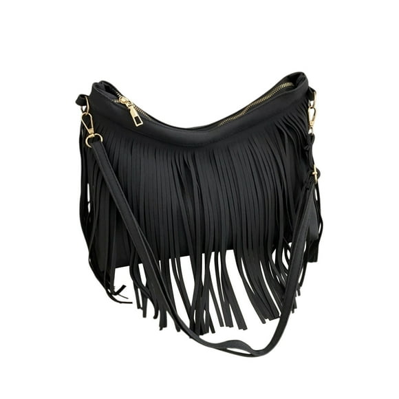 yulier Women Fringe Shoulder Bag Western Purse Shoulder Bag Lightweight Large Capacity Tassel Crossbody Bag Birthday Gifts for Mom Wife Girlfriend, Black