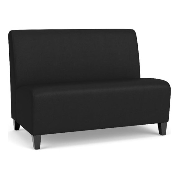 Siena Lounge Lobby Reception Waiting Armless Loveseat / Black Steel Legs / Black