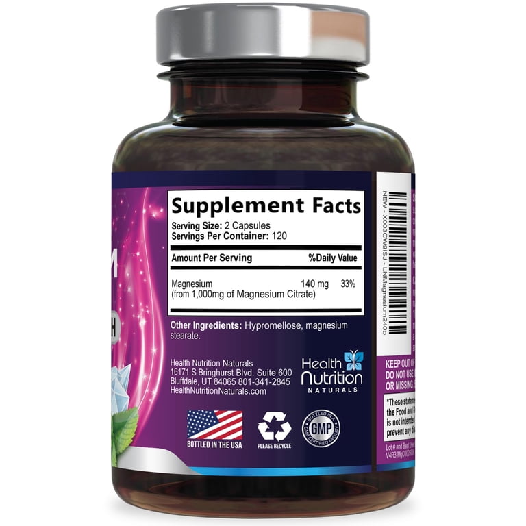 Capsules Citrate De Magnésium 833mg Fearathe - Potence élevée, Valable Jusqu'à 02/2027