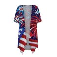 thumbnail image 3 of Lenago Summer Plus Size Spring Tops for Women Casual Printed Short Sleeve Cardigans Drape Open Front Lightweight Summer High Low Hem Tops 4th of July Outfits for Women, 3 of 4