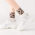 thumbnail image 2 of Women's 3-Pack Crew Socks with Ribbed Leopard Print Cuffs and Soft Stretch Knit Design - Multicolored-A, 2 of 5