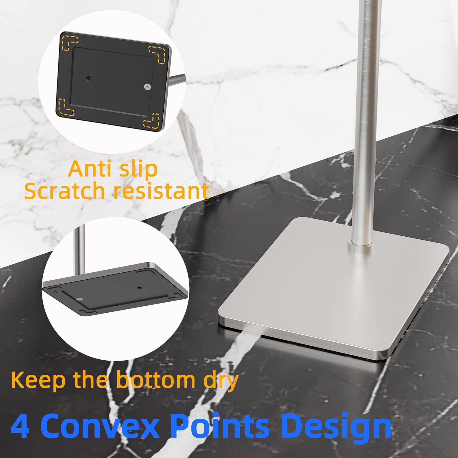 Toilet Paper Holder Stand, Bathroom Toilet Paper Roll Holder Free Standing, Toilet Tissue Holder Stand with Post Pivoting Design, Stable Weighted Base, SUS304 Stainless Steel (Brushed Nickel)