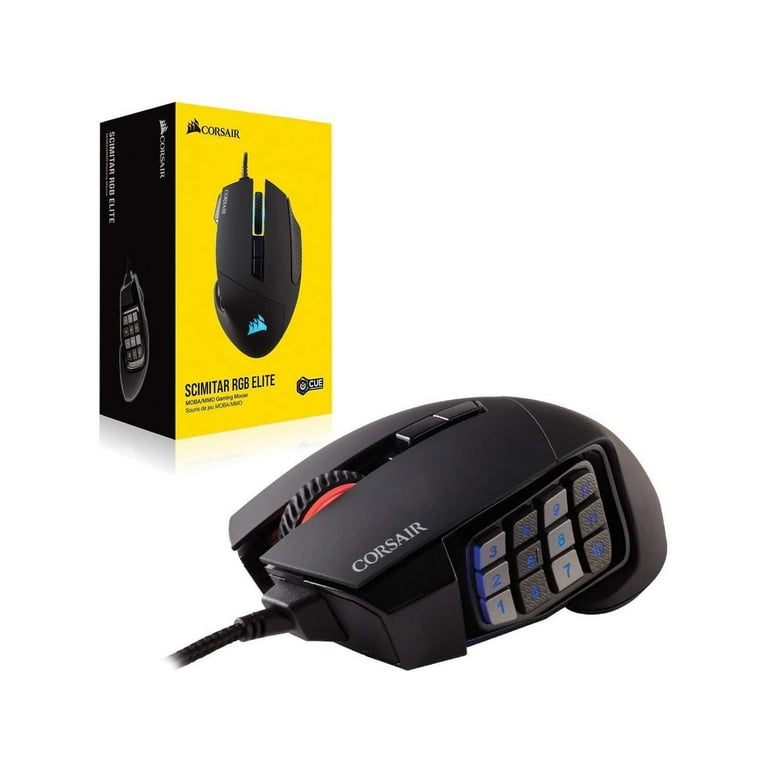 Corsair Scimitar RGB Elite, souris gamer ergonomique filaire précise 17  boutons programmables – LaptopSpirit