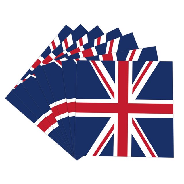 Mantel, servilletas, platos y vasos con la bandera de la Unión para celebrar un cumpleaños real Elementos esenciales para las fiestas británicas