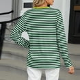 thumbnail image 4 of Blmnix V-Neck Fitted Blouses for Women Striped Green Women's T Shirts Long Sleeve Tunic Tops, 4 of 7