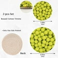 thumbnail image 3 of GZHJMY 2 Pack Tennis Balls Printed Round Cotton Woven Pot Holders Trivets Set, 7 inch and 9 inch Diameter,Heat Resistant Pad Mat for Kitchen Decor Cooking Supplies, 3 of 5