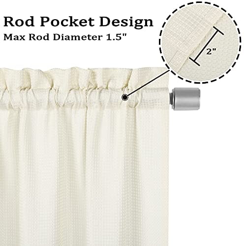 HAEMORE 3 Pieces Window Curtains and Valance Set for Bathroom Kitchen, Weave Fabric Rod Pocket