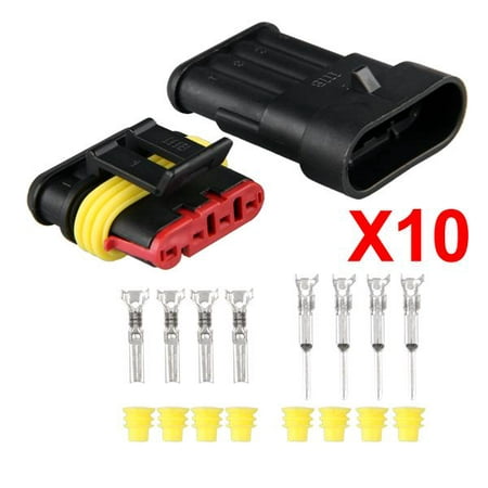 10x Sets 4-Pin Way Waterproof Electrical Wire Connector Plug Kit Insert Car (Best Way To Insert A Butt Plug)
