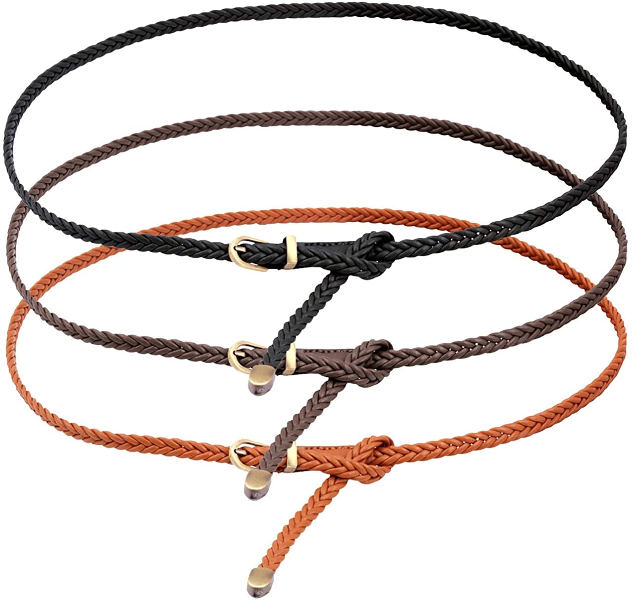 Braided Belt Women PU Leather Skinny 