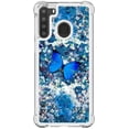 thumbnail image 2 of Compatible with Samsung Galaxy A21 Case Liquid Glitter Cute Stylish Slim TPU Silicone Quicksand Sparkle Shockproof Protective case for Women Girls Case for Samsung Galaxy A21 Blue Butterfly YB, 2 of 6