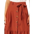 thumbnail image 6 of MODA NOVA Junior's Button Decor Belted High Waist Ruffle A-Line Skirt Rust M, 6 of 6