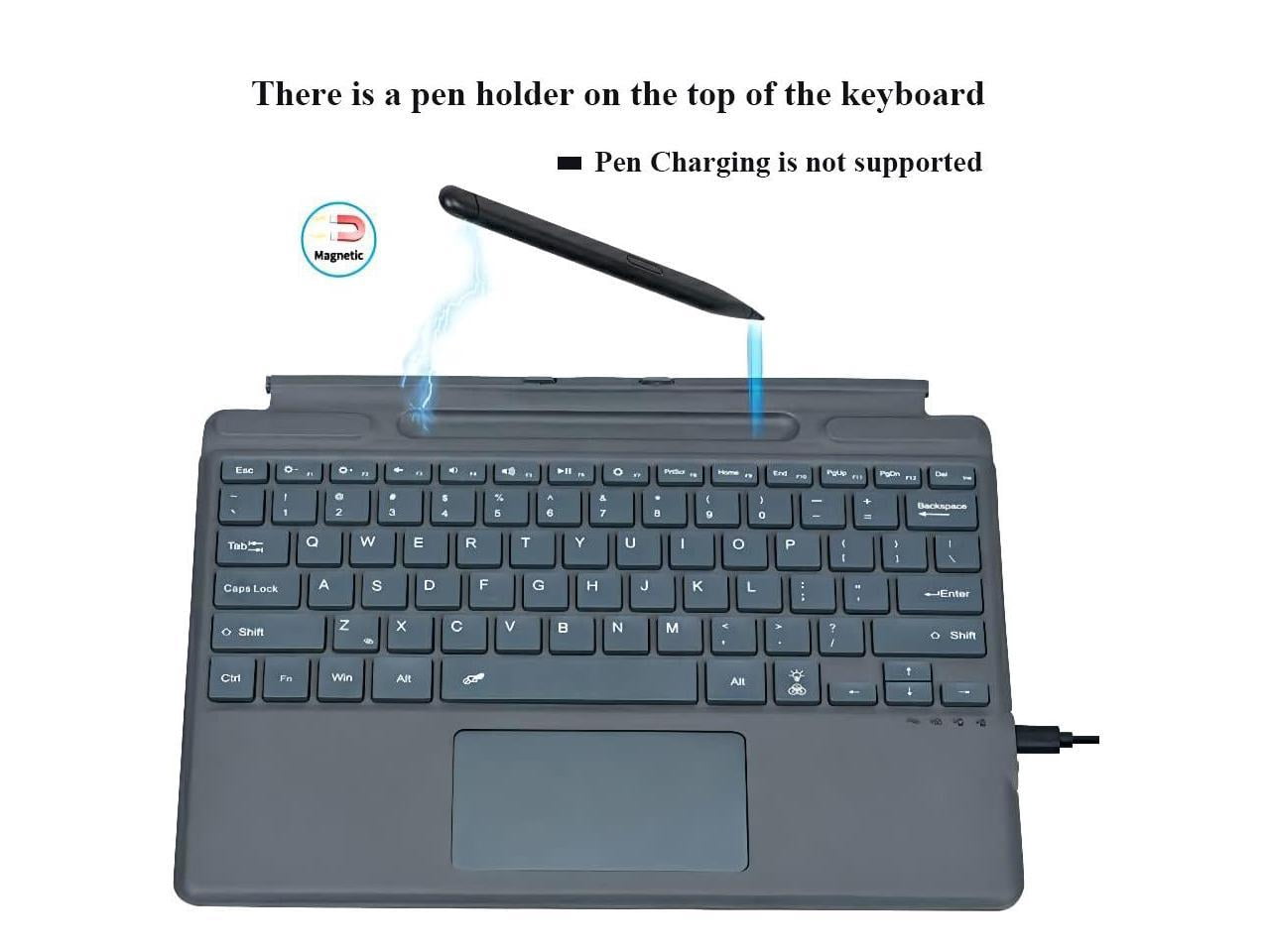 Type Cover for 13 inch Microsoft Surface Pro 9 / Pro 8 / Pro X, Portable Bluetooth 5.1 Wireless 7-Color Backlit Surface Pro 9/8/X Keyboard with Touchpad/Pencil Holder/Built-in Rechargeable Battery