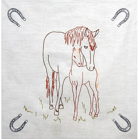 Fairway Needlecraft Horse And Colt Stamped Quilt Blocks, 18" x 18