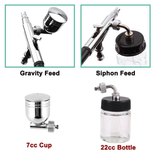 Mini Airbrush Kit Dual Action Spray Gun Model Paint Tattoo 0.2Mm/0.3Mm/0.5Mm