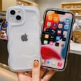thumbnail image 5 of Compatible with iPhone 15 Plus Case 6.7", Cute Kawaii Curly Wavy Matte Edge Clear Transparent Soft Silicone Shockproof Protective Phone Cover for Women (Purple), 5 of 11
