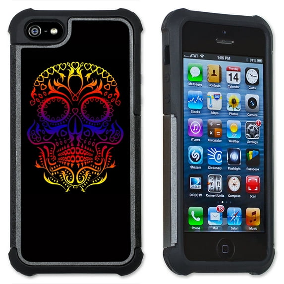 Colorful Sugar Skull - Maximum Protection Case / Cell Phone Cover with Cushioned Corners for iPhone 4 & iPhone 4S
