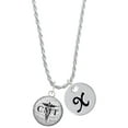 thumbnail image 1 of Delight Jewelry Silvertone Domed Black CMT Silvertone Script Initial Disc - X - Charm Necklace, 20"+3", 1 of 1