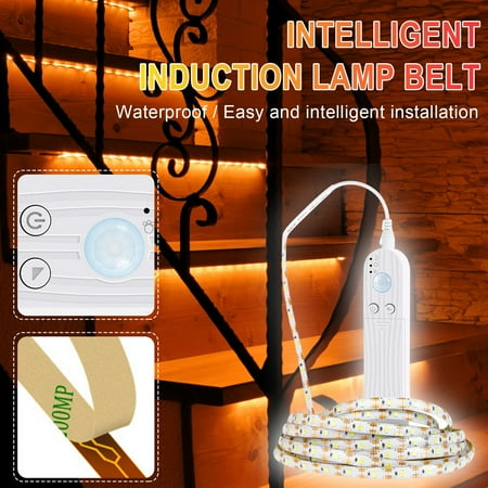 

Inkach 3/2/1/0.5M Motion Sensor Led Light Strip Waterproof Induction Night Light Battery Powered Wardrobe Bed Bottom Smart Lighting