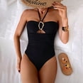 thumbnail image 5 of PNTUTB Summer Women's Casual Fashion Solid Color Strapless Halter Neck Tie Back Backless One Piece Swimsuit, 5 of 6