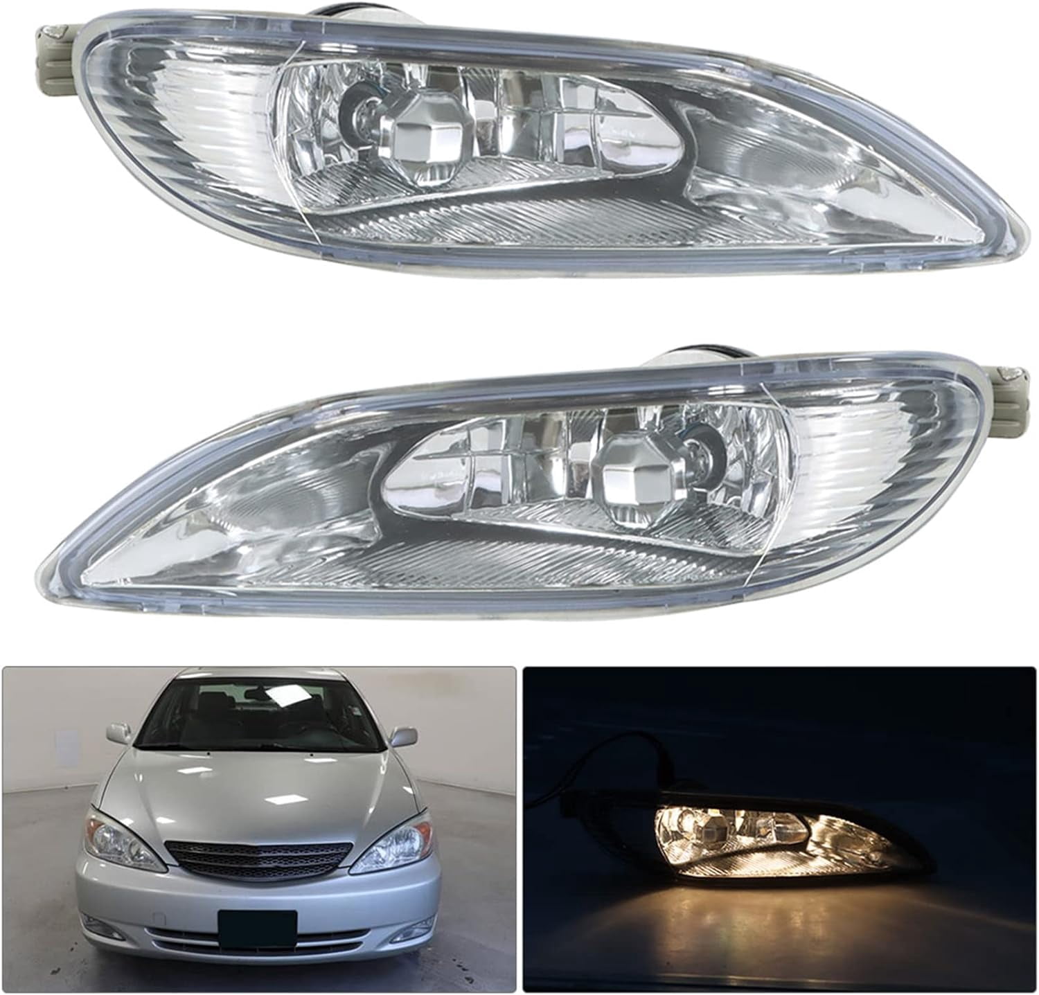 Genrics 2-Pack Fog Lights Assembly Fog Lamps Bumper Lights Clear Lens Replacement for 2005-2008 Corolla, 2002-2004 Camry, 2002-2003 Solara