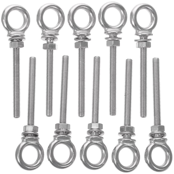 unbranded 10 Pcs Eyebolts with Nuts Rope Suction Cup Hooks Stainless Silver