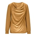 thumbnail image 4 of Sexlip Womens Cowl Neck Blouse Long Sleeve Velvet Fabric Flowy Silhouette for Evening Occasions Yellow XXL, 4 of 8