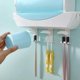 thumbnail image 5 of Dispensador automático de pasta de dientes de pared y pequeño soporte para cepillo de dientes, exprimidor de pasta de dientes para ducha familiar, baño, aseo, regalo para niños (color: A), 5 of 5