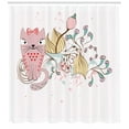 thumbnail image 3 of Cat Lover Shower Curtain, Pale Tone Illustration with a Cartoon House Pet and Hand Drawn Flowering Branches, Fabric Bathroom Set with Hooks, 69W X 84L Inches Extra Long, Multicolor, by Ambesonne, 3 of 3