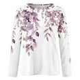 thumbnail image 4 of Royisotas Summer Women Tops Casual Floral Graphic Long Sleeve Pink Women Shirts Lace Splicing Crew Neck Loose Fashion T Shirts, 4 of 4