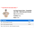 thumbnail image 2 of Air Pump Control Valve - Compatible with 1986 - 2004 Chevy Corvette 1987 1988 1989 1990 1991 1992 1993 1994 1995 1996 1997 1998 1999 2000 2001 2002 2003, 2 of 2