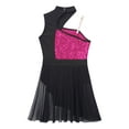 thumbnail image 6 of CHICTRY Kids Girls Ballet Contemporary Dance Dress Shiny Sequins Mesh Patchwork Asymmetrical Dance Costume Hot Pink 8, 6 of 7