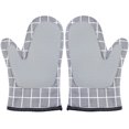 thumbnail image 1 of FFIY Oven Mitts Process Manufacturing of Silicone and Cotton 1 Pair Flexible Heat-Resistant Kitchen Gloves for Baking, Cooking, (Grey Checkered) Grey Checkered Grey Checkered, 1 of 9