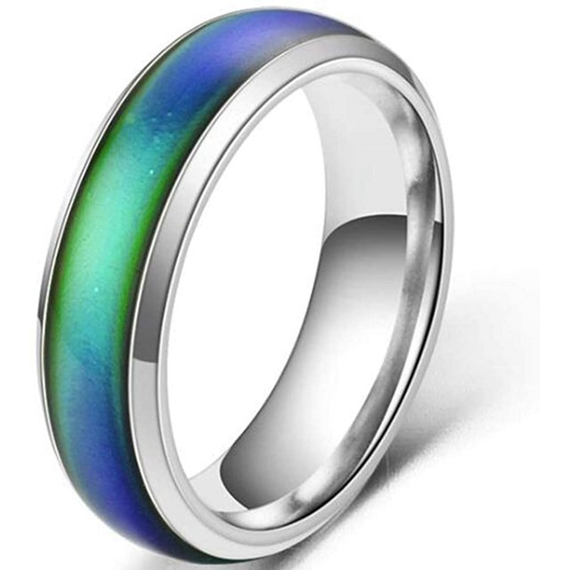 Anillo de estado de ánimo de banda de boda que cambia de color sensible a la temperatura de acero inoxidable de 4 mm Ormromra