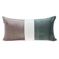 thumbnail image 1 of HomeRoots 402648 Taupe & Smokey Green Quilted Colorblock Velvet Lumbar Throw Pillow, Multi Color, 1 of 1