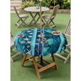 thumbnail image 4 of Outdoor Tablecloth with Umbrella Hole for Patio/Picnic/Party/Camping, Teal Blue Starfish Coastal Waterproof Table Cloth Round Cover Washable, Nautical Coral Shell Ocean Summer (Dia 60"), 4 of 8