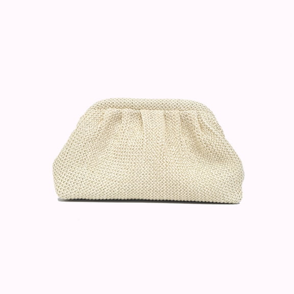 HONMEET Women's Cloud Clutch Purse - Handwoven Elegant Evening Bag with Removable Chain Strap, Pleated Dumpling Handbag for Weddings & Beach Events