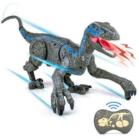 Super Joy Remote Control Dinosaur Toys for Kids, Rechargeable RC Dinosaur Toys with Light & Realistic Roaring Sound, Dinosaur Gifts Toys for 3+ Year Old Grey